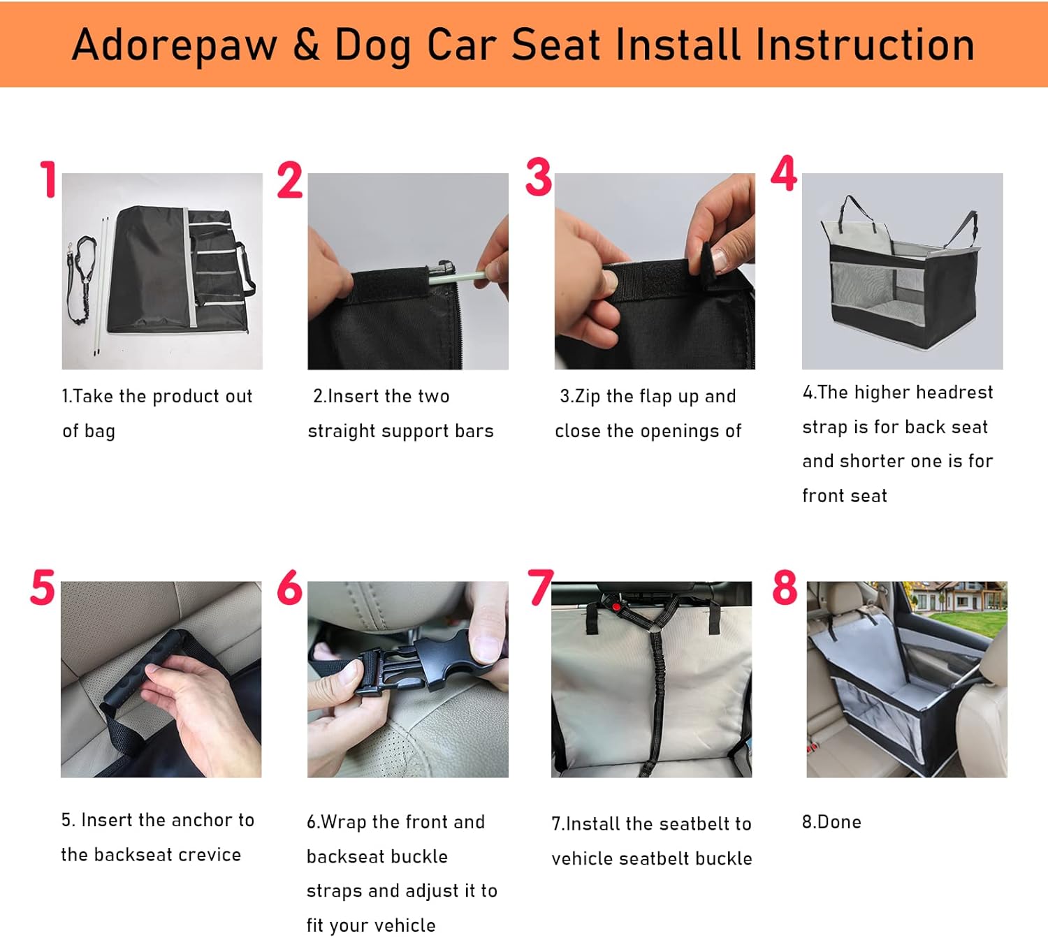 Dog Car Seat for Large Dogs with Seat Extender, Waterproof A971