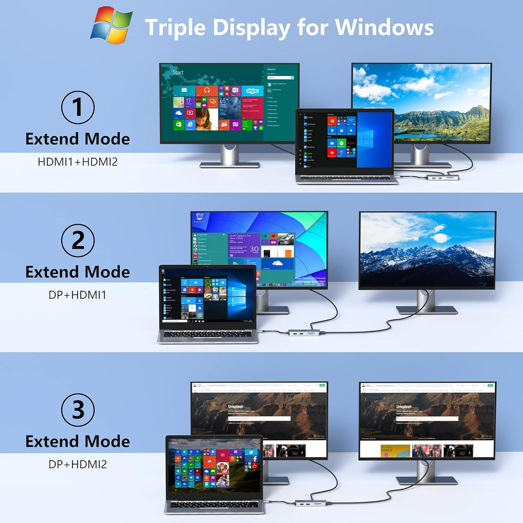 9-in-1 USB C Dual HDMI Docking Station with DisplayPort, 87W PD, SD Card Reader E968237