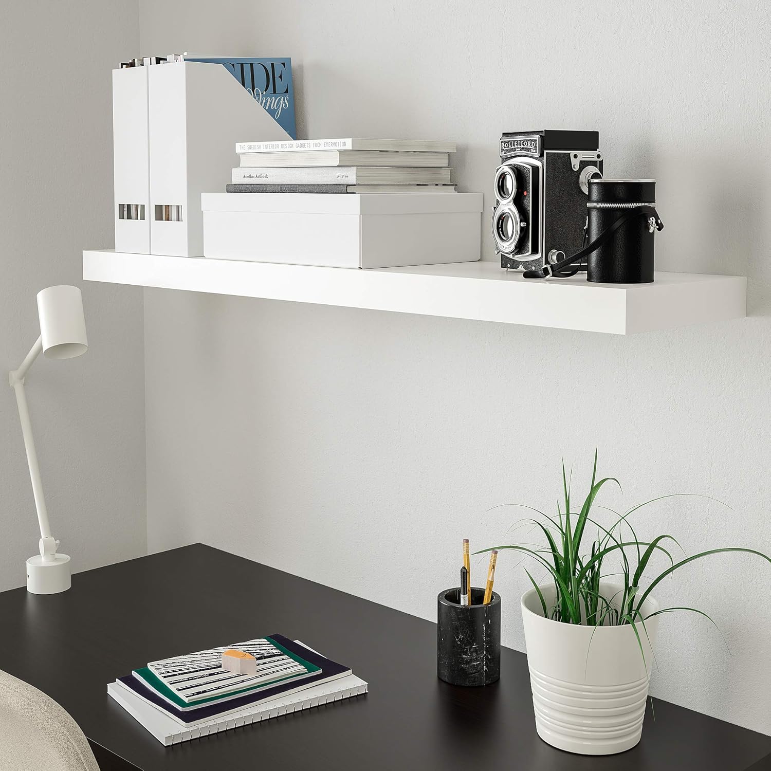 Wall shelf white 26x110 cm with concealed mounting hardware D675577