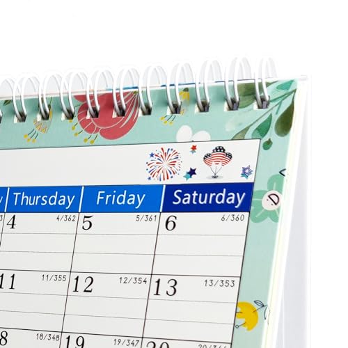 Desk Calendar 2024, Standing Flip 12 Months, Pink Floral E970844