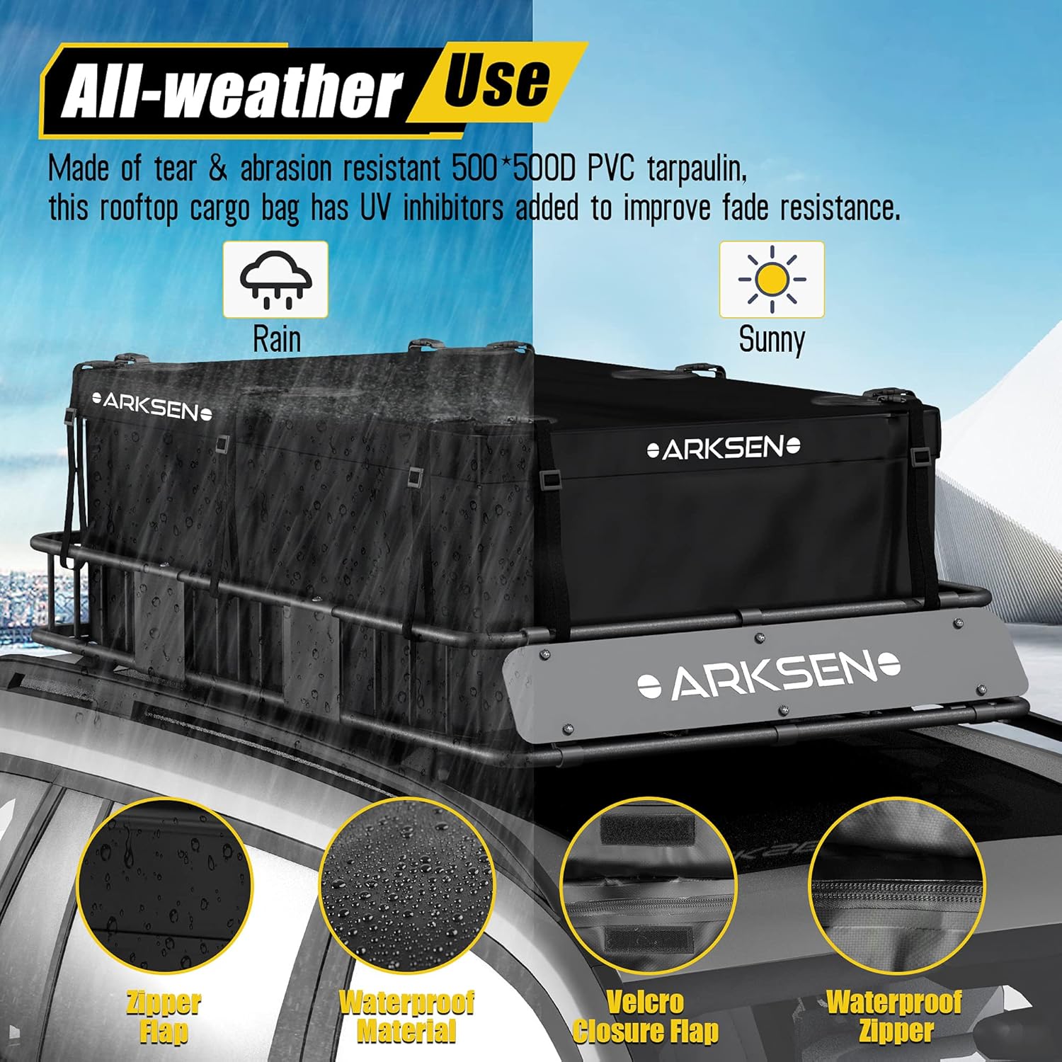 84 Inch Roof Rack Cargo Basket with Soft-Shell Waterproof Roof Bag for SUV, Trucks, Cars K802371