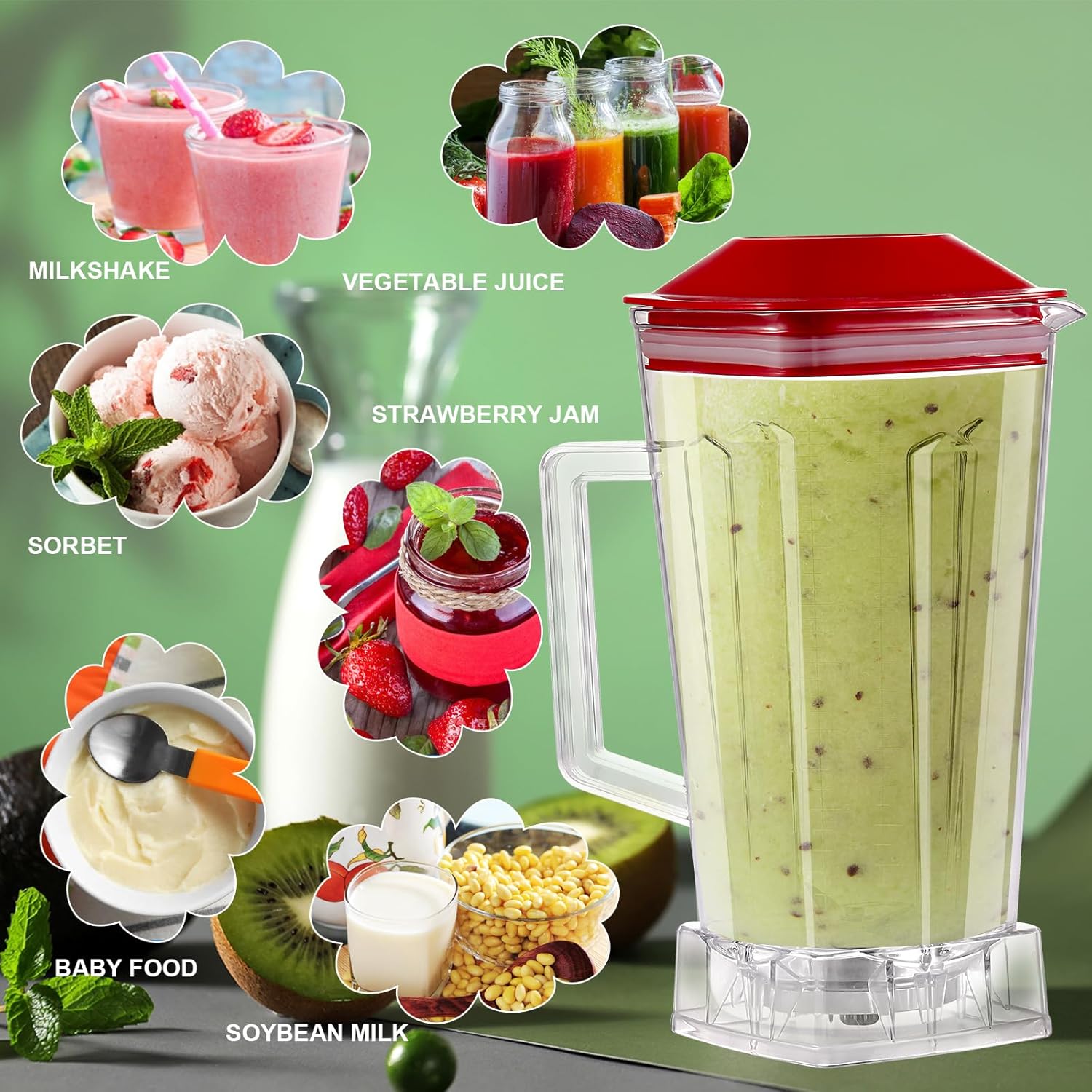 64 oz Blender Pitcher Replacement with Red Lid G116226