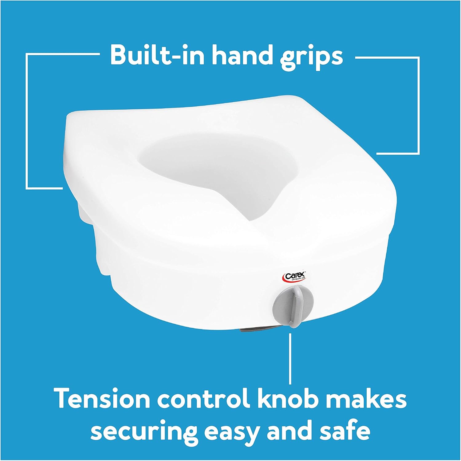 Raised Toilet Seat 5 Inch Height for Elderly and Handicap, Fits Round or Elongated Toilets, White A252