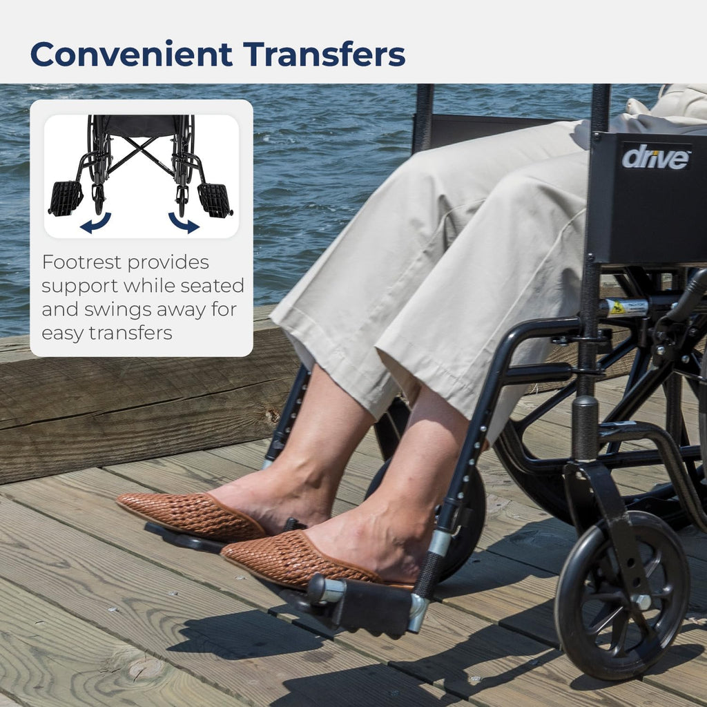 Folding Transport Wheelchair with Full Arms and Removable Footrest T421977