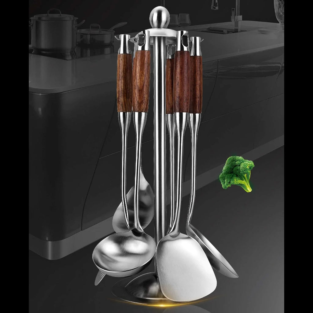 Stainless Steel Kitchen Utensils Set with Holder, 7 Pieces C569485