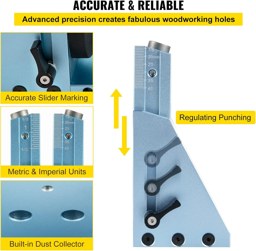 Pocket Hole Jig Kit, Adjustable Woodworking Joinery System with Aluminum Punch Locator C704981