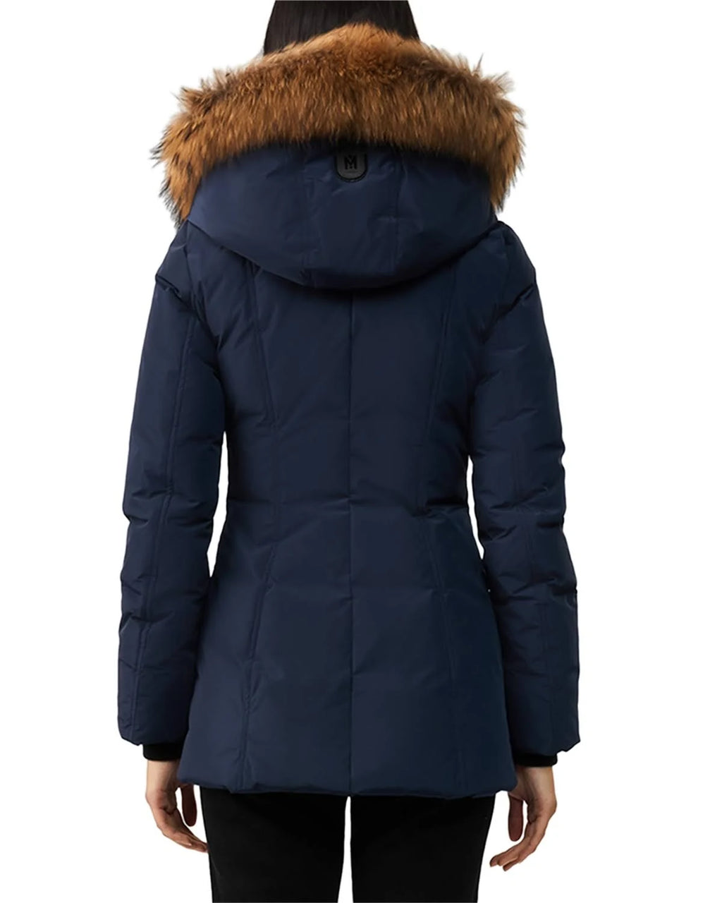 Navy Fur Trim Down Coat - Small W182330