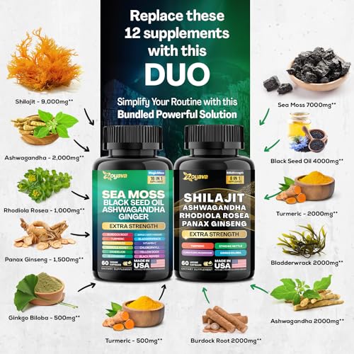 Sea Moss and Shilajit Bundle with Black Seed Oil and Ashwagandha D905