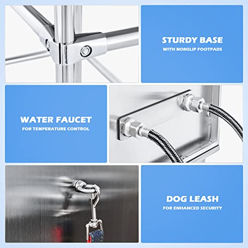 Stainless Steel Dog Washing Station for Home, Grooming Tub for Medium & Small Dogs O992
