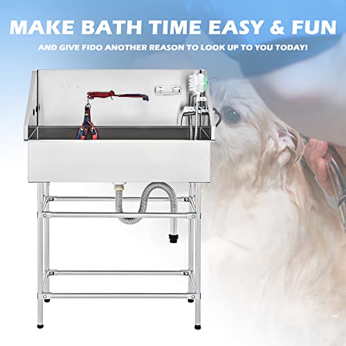 Stainless Steel Dog Washing Station for Home, Grooming Tub for Medium & Small Dogs O992