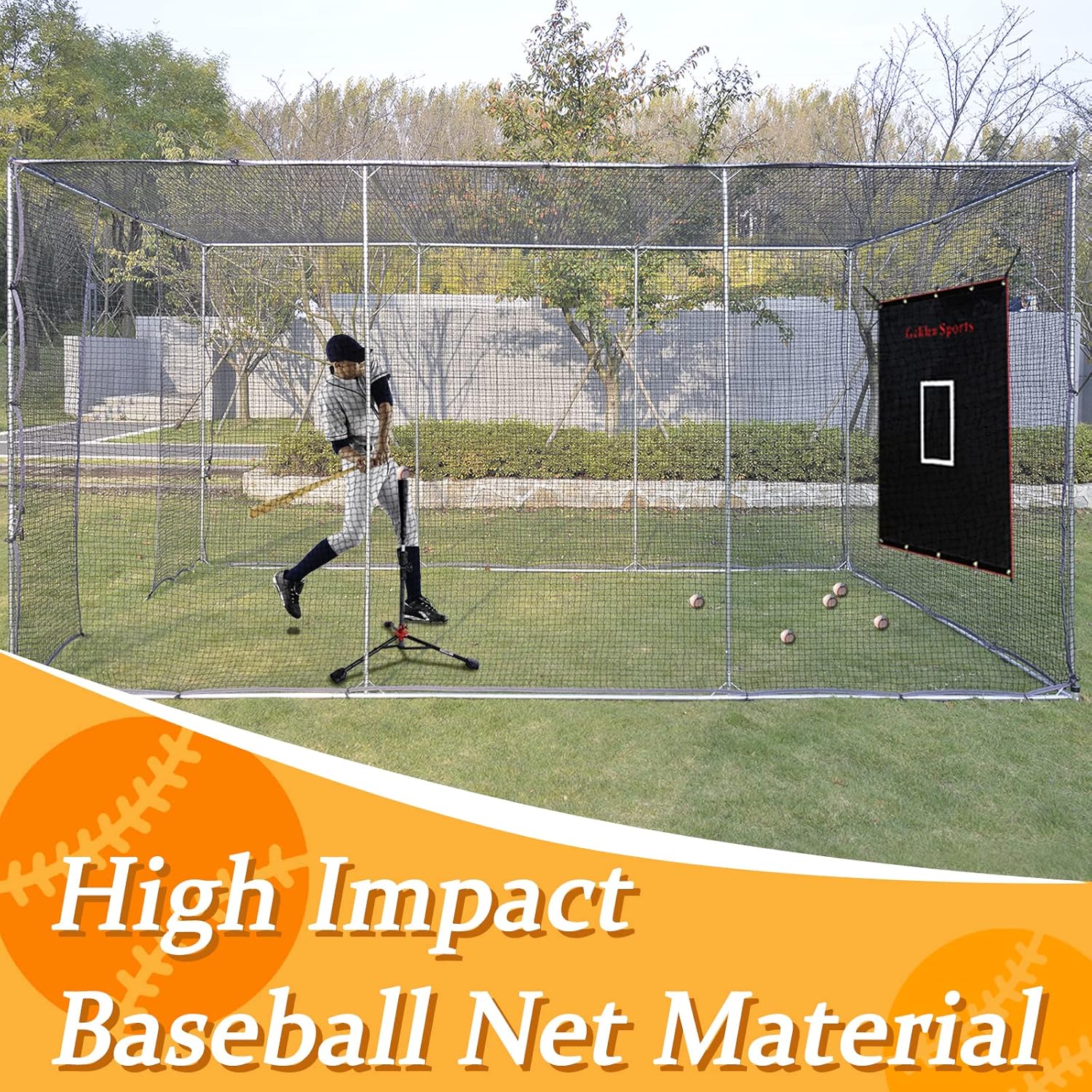 Batting Cage with Wheels for Backyard, 16x10x8 ft R5744