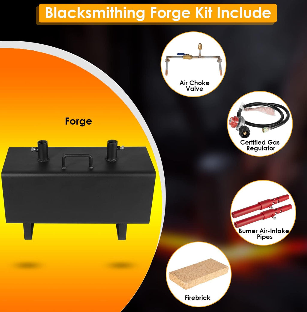 Propane Gas Forge Portable Double Burner Blacksmithing Forge C205000