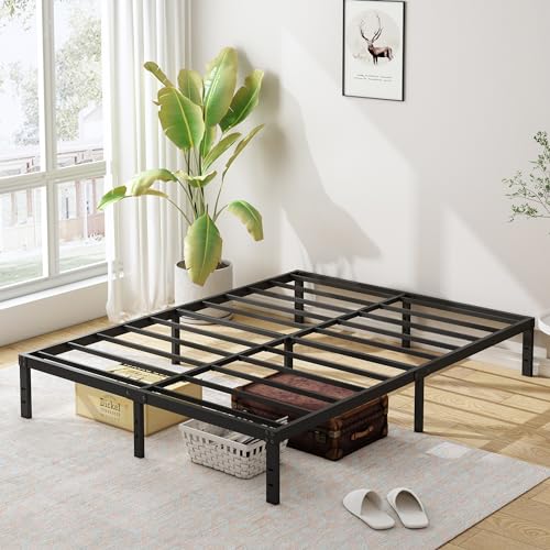 Metal Bed Frame, Heavy Duty Steel Slat, No Box Spring Needed, Black N3340