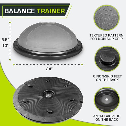 Balance Trainer Half Ball with Resistance Bands and Pump for Home Gym Workout A6273