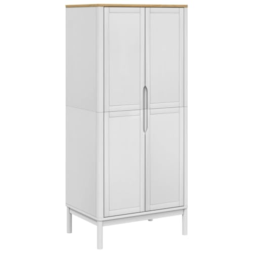 Wooden Wardrobe Closet with Doors, Solid Pine Storage Cabinet K816958