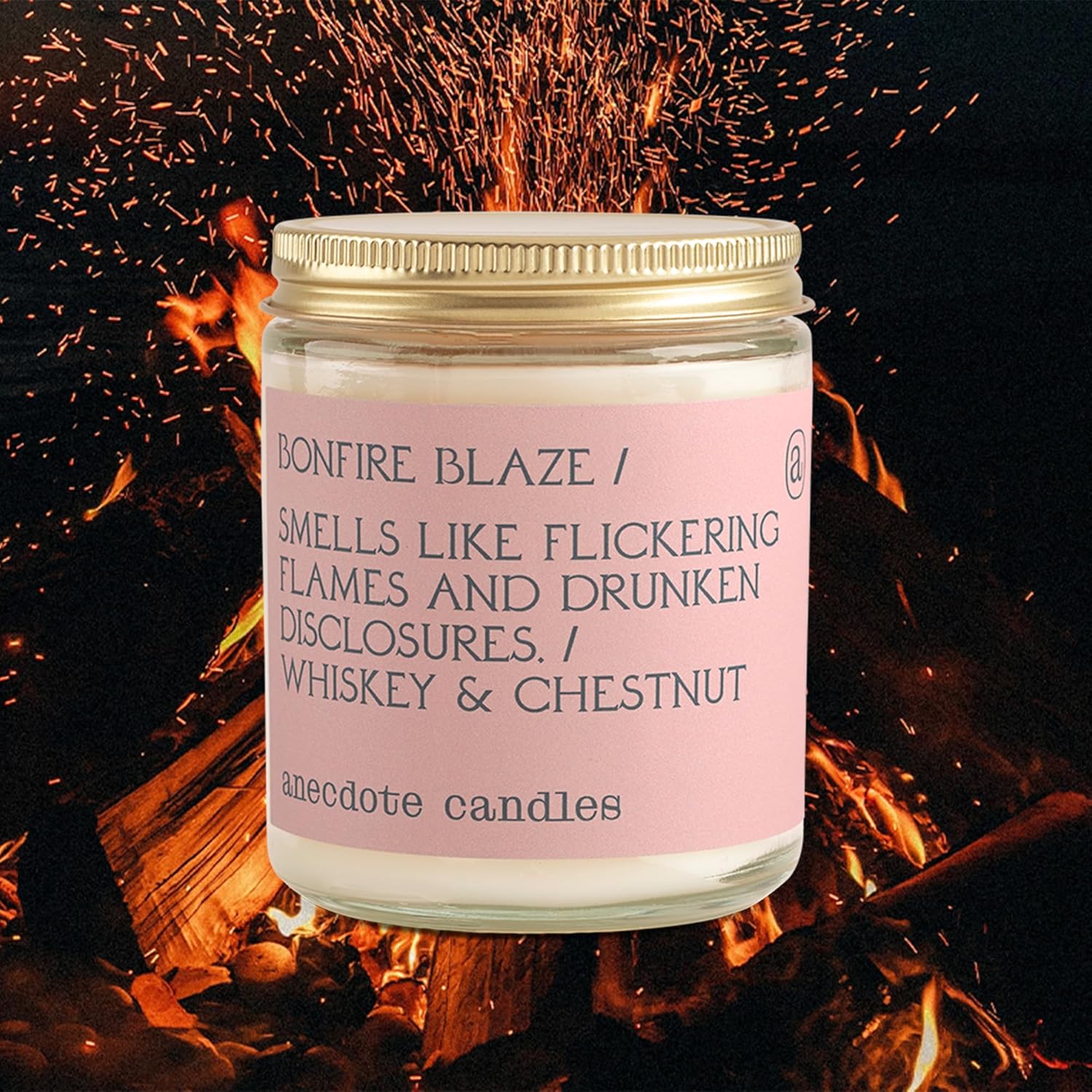 Coconut Soy Wax Candle Jar, Whiskey & Chestnut Scent, 7.8 Oz J964