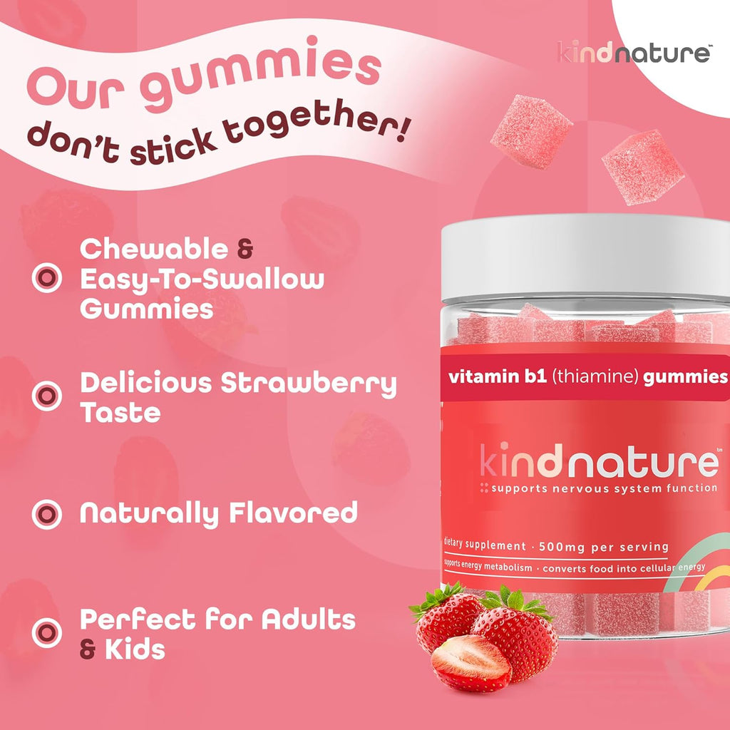 Vitamin B1 Gummies with Strawberry Flavor, 500mg per Serving P192
