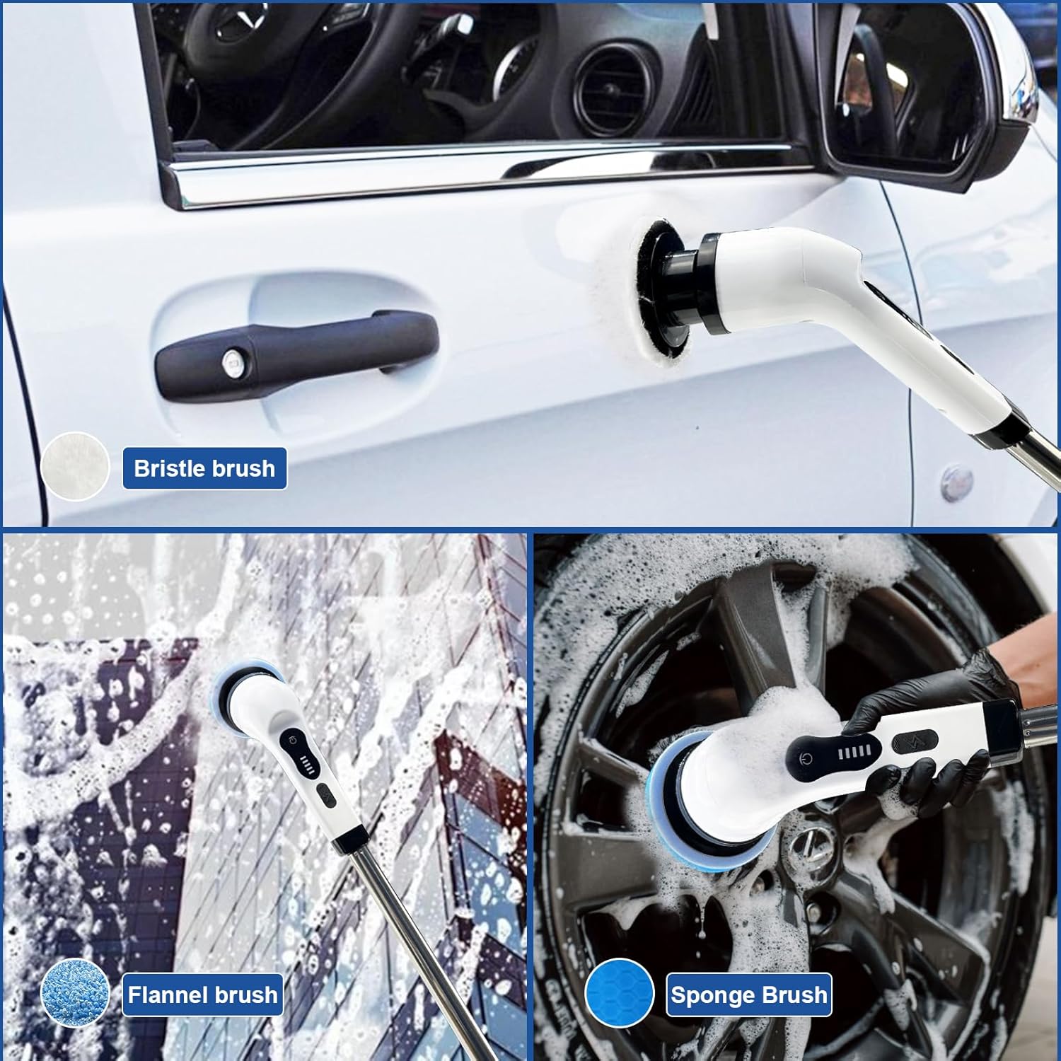 Cordless Electric Spin Scrubber with Adjustable Extension Arm M7593