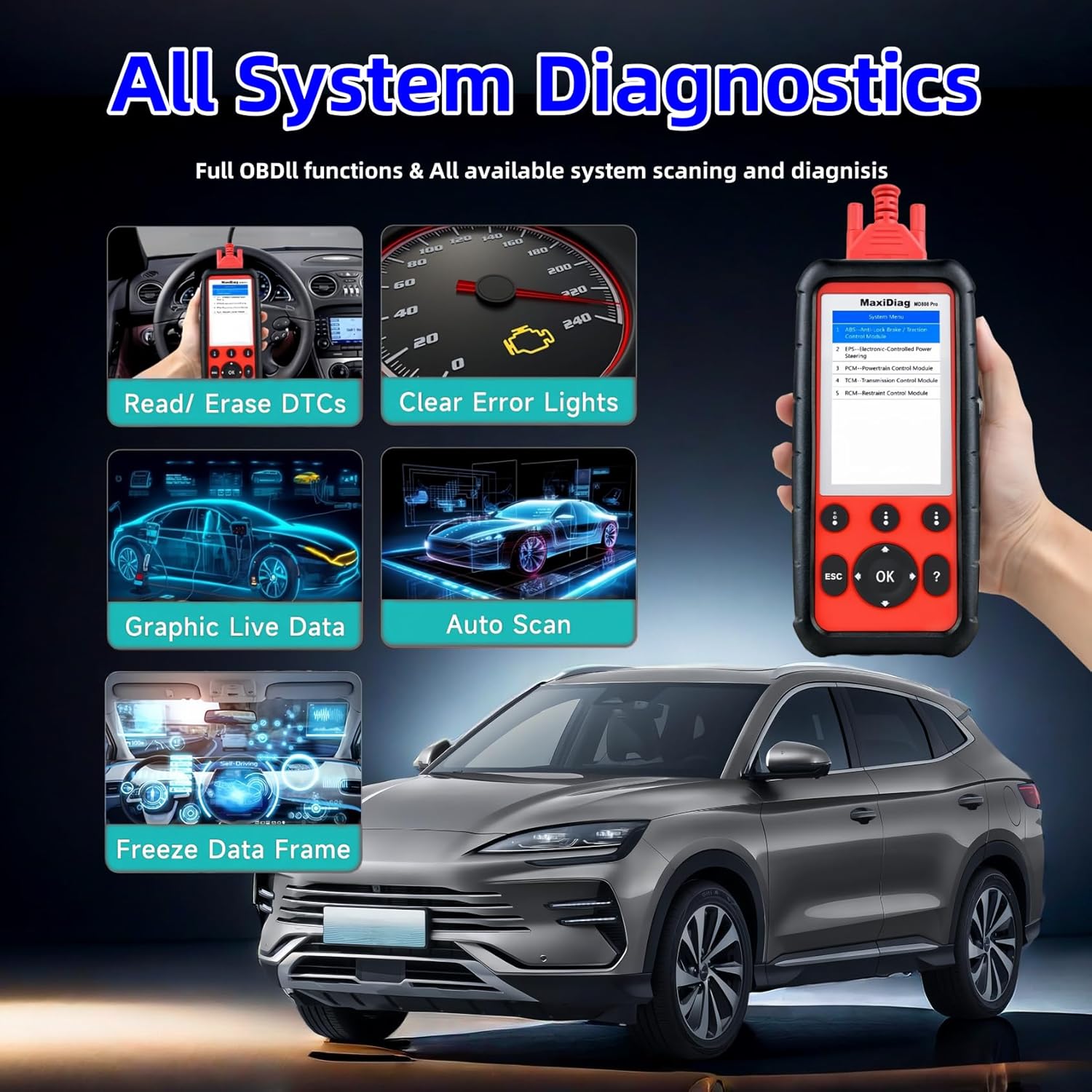 OBD2 Scanner All System Diagnostic Tool with 7 Reset Services S49138