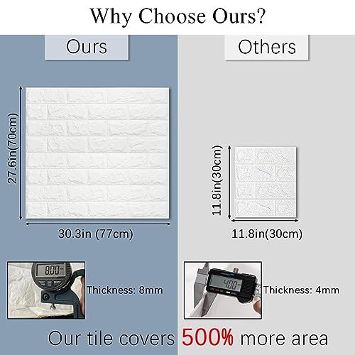 Brick Wall Panels 20 Pack, Peel and Stick 3D Wallpaper, Self Adhesive Waterproof Foam for Living Room, Bedroom, Kitchen O117739