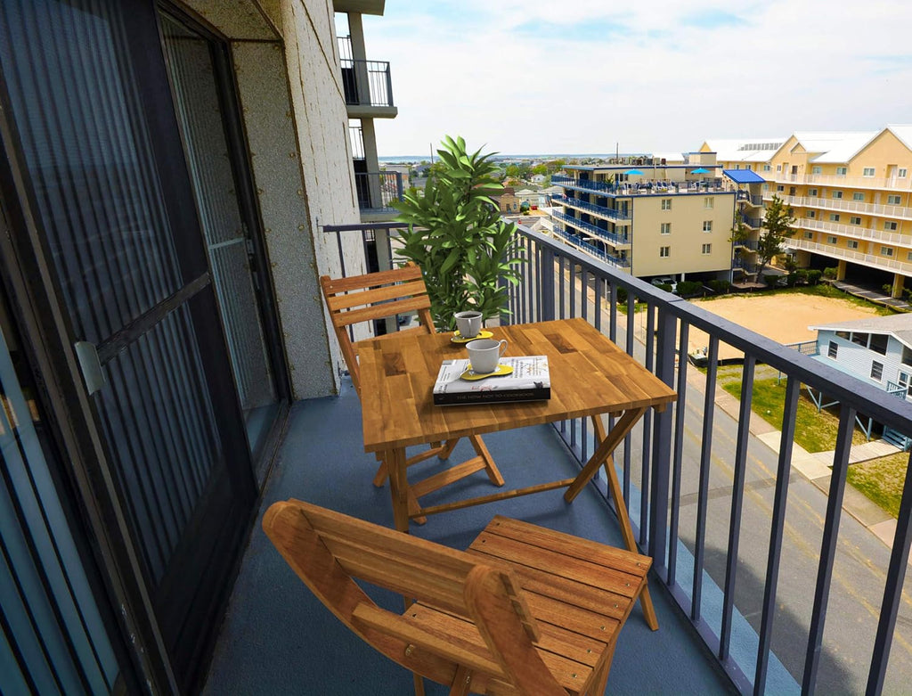 Wood Folding Indoor Outdoor Table for Balcony Garden Patio J477036