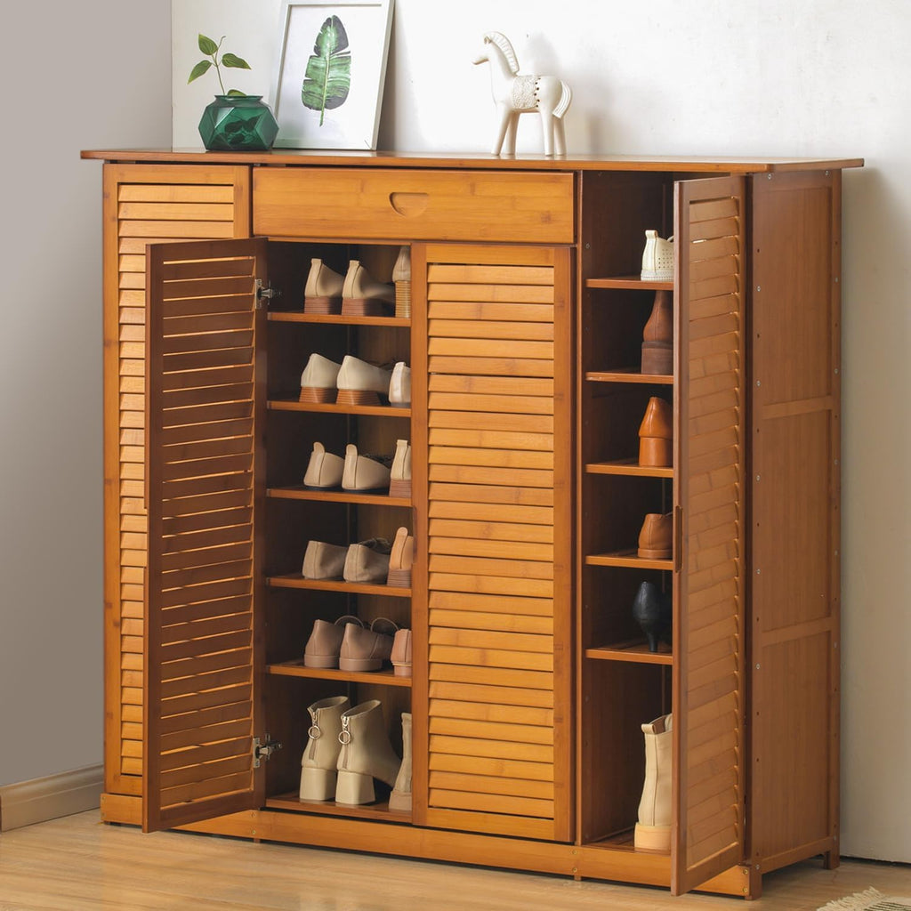 Bamboo 7-Tier Shoe Organizer with Drawer and Boots Holder F207