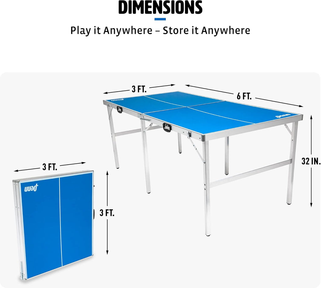 Portable 6ft Table Tennis Table with Net, 2 Paddles and 4 Balls P252
