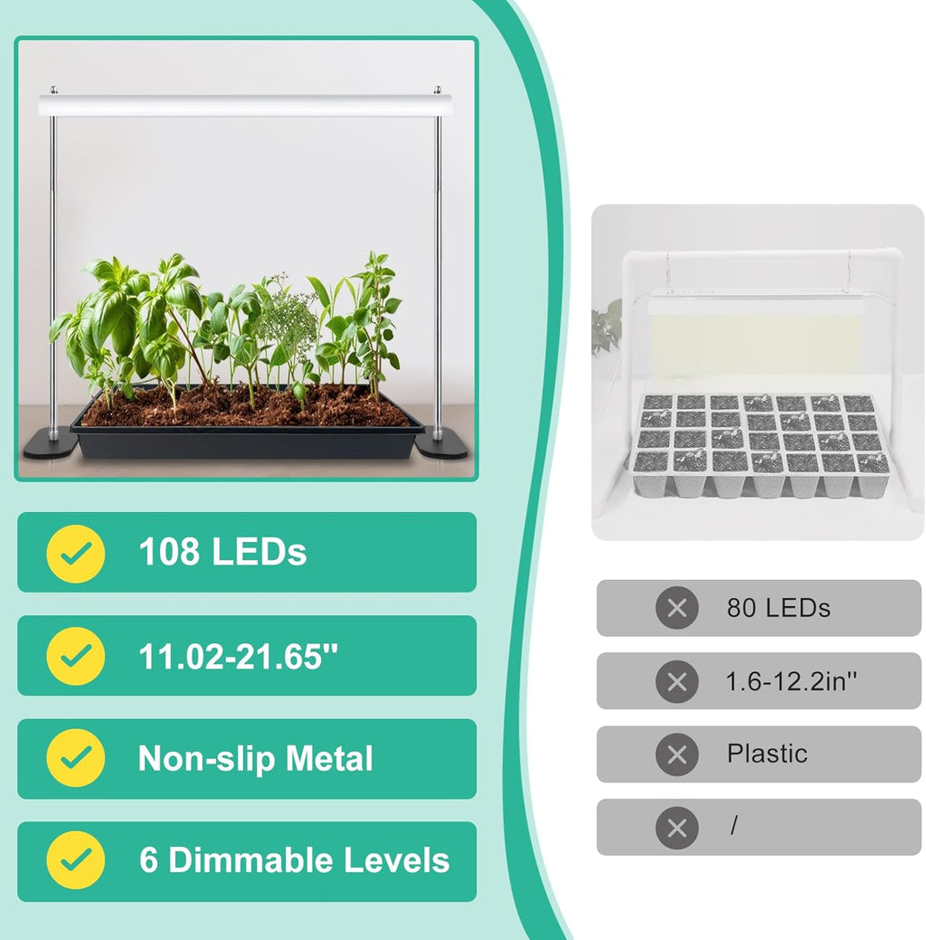 Grow Light Stand with LED Plant Lighting, Timer and Adjustable Height I38920