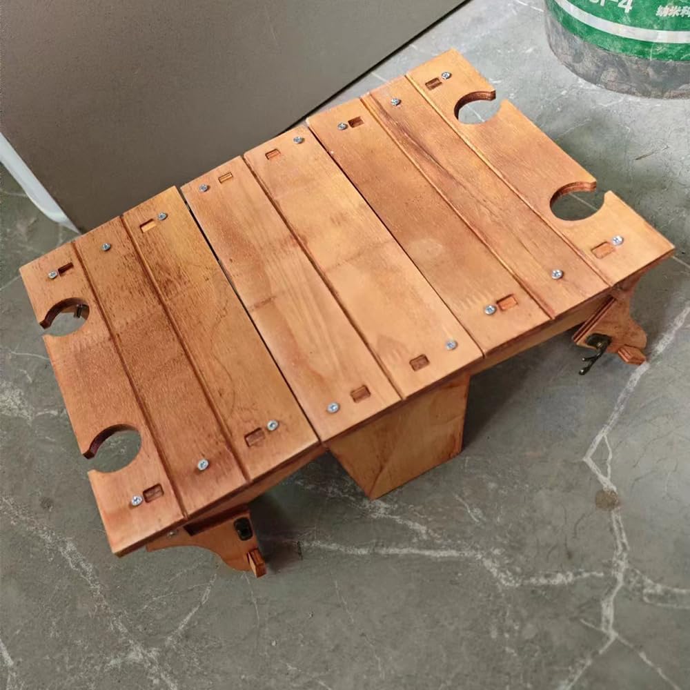 Folding Picnic Basket Table with Wine Glass Holder J388