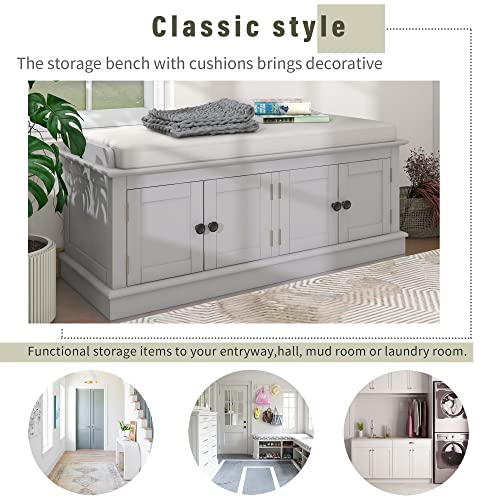 Storage Bench with 4 Doors and Adjustable Shelves U3634