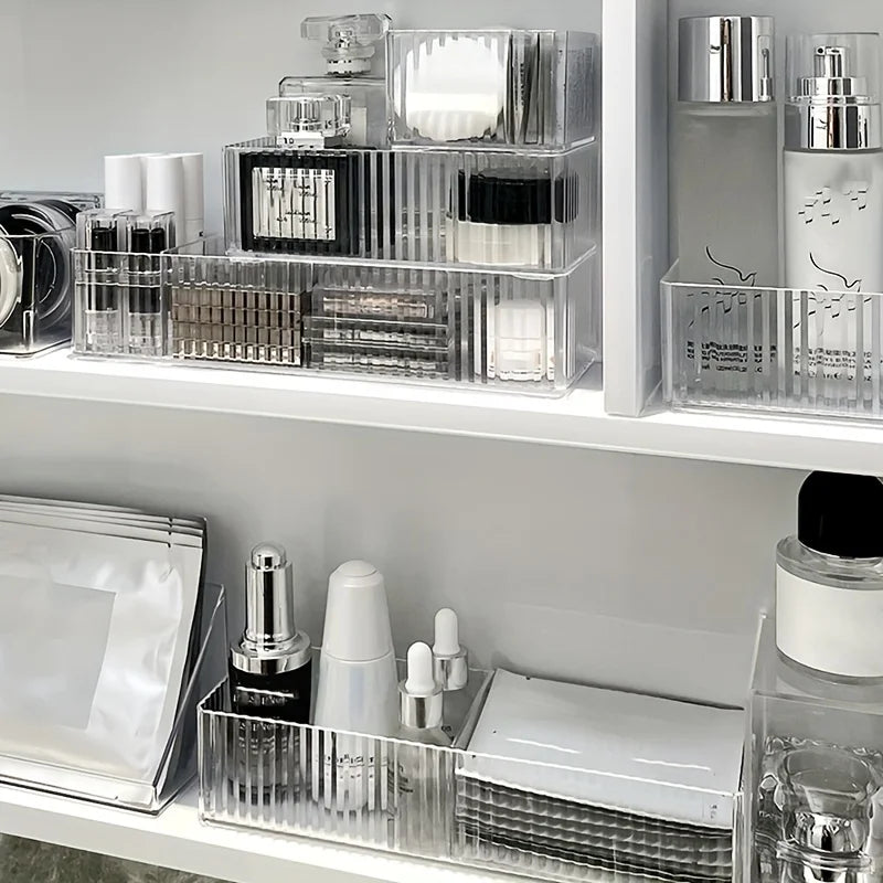 Clear Drawer Organizers Set, Plastic Storage Bins for Makeup, Bathroom and Kitchen K755500