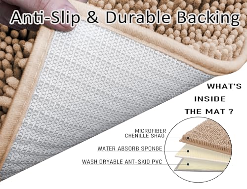 Bathroom Rug Set 3 Piece Non Slip Thick Chenille Absorbent Machine Washable M3487