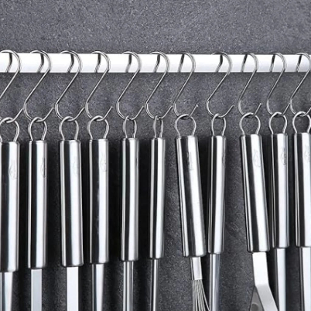 Stainless Steel Kitchen Utensils Set with Holder Rack, 38 Pieces W132747