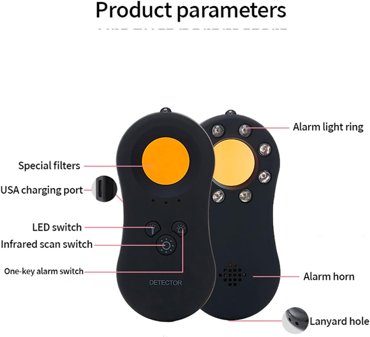 Hidden Camera Detector with Rechargeable Infrared Viewfinder, Mini LED Flashlight for Travel N38000