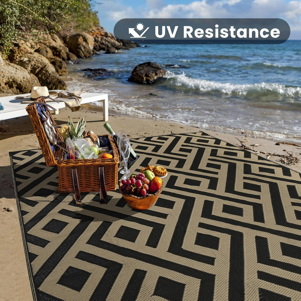Outdoor Patio Rug with Carry Bag, Waterproof Reversible Picnic Mat M282970