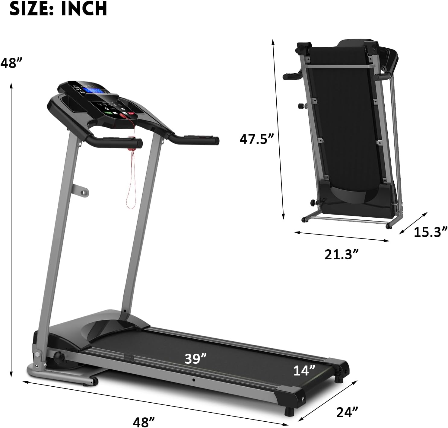 Folding Treadmill for Home Gym, Motorized Running Machine with Cup Holder Z279