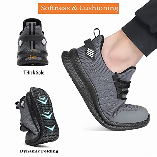 Steel Toe Work Shoes for Men and Women, Lightweight Slip Resistant Safety Sneakers T16315