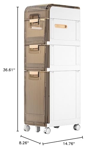 Waterproof Bathroom Storage Cabinet with Wheels and Drawers Q57969