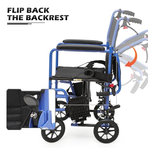 Lightweight Wheelchair for Adults with Locking Hand Brakes, Folding Back, 16 Inch Seat S3855
