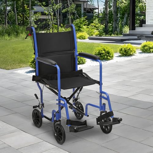 Lightweight Wheelchair for Adults with Locking Hand Brakes, Folding Back, 16 Inch Seat S3855