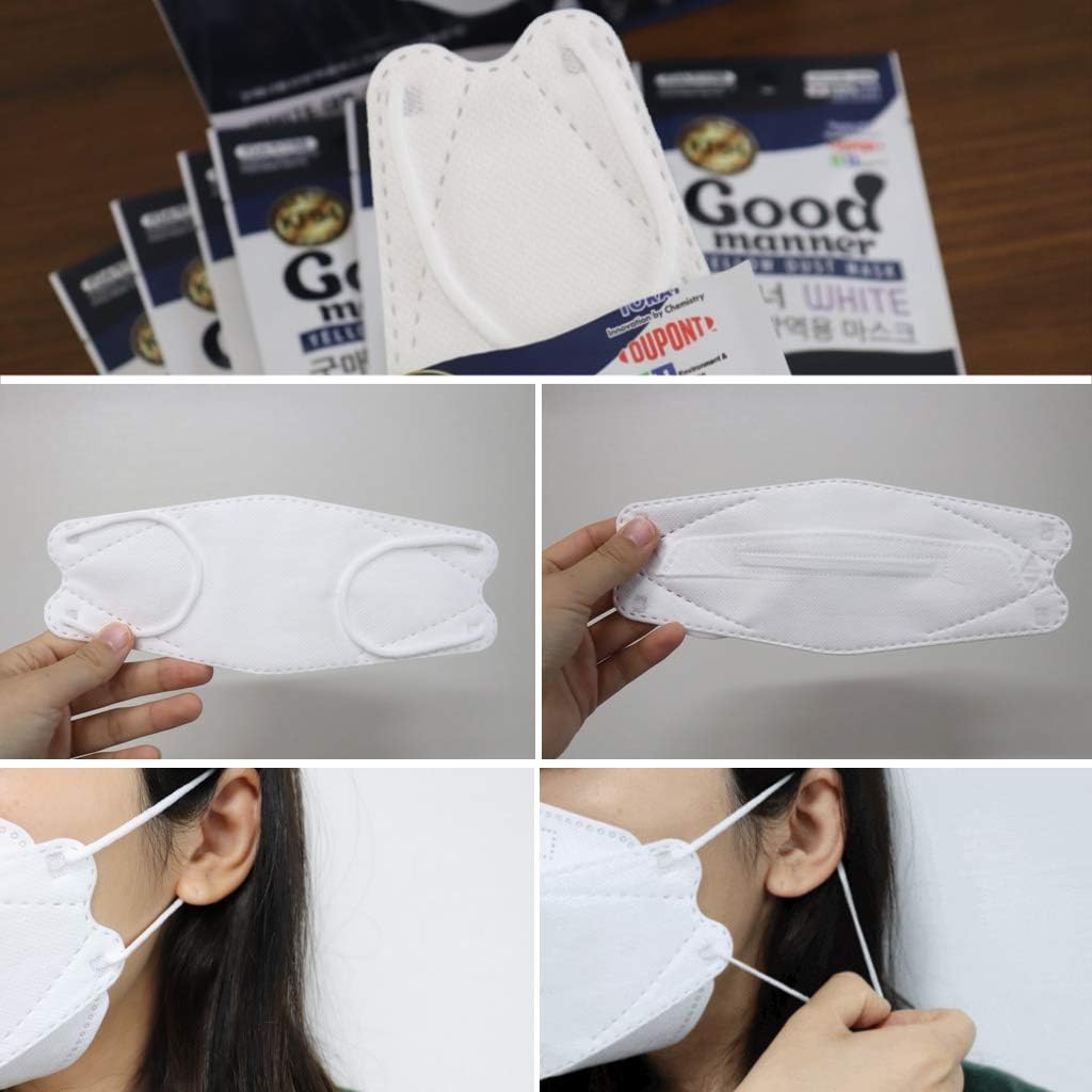 KF94 Disposable Face Masks, White, 100 Pack for Adult, 4-Layer V578911