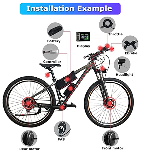 Electric Bike Conversion Kit, 48V 1500W Rear Hub Motor, 27.5 Inch Wheel U8323