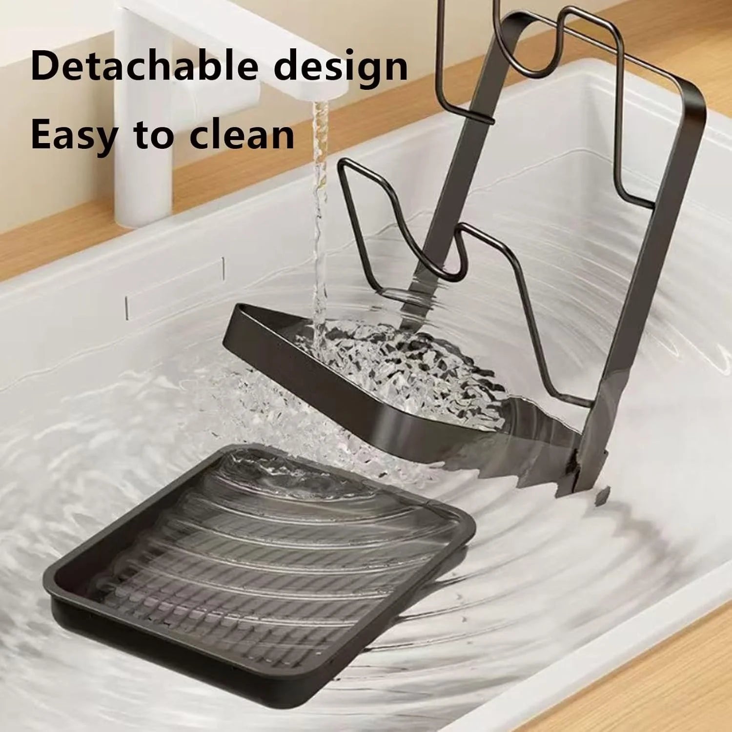 Pot Lid Storage Rack, 304 Stainless Steel, with Removable Drip Tray O545