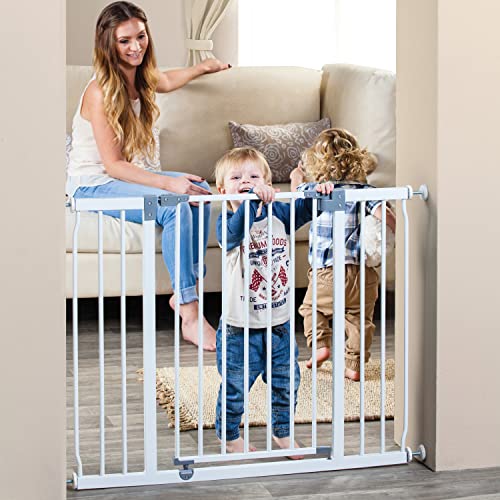 Extra-Wide Baby Safety Gate, Fits Openings 39-42.5 Inches, White K95074