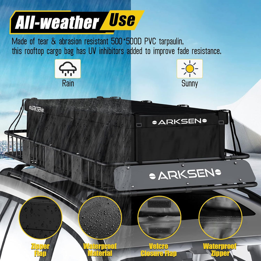 84 Inch Roof Rack Cargo Basket with Soft-Shell Waterproof Roof Bag for SUV, Trucks, Cars K802371