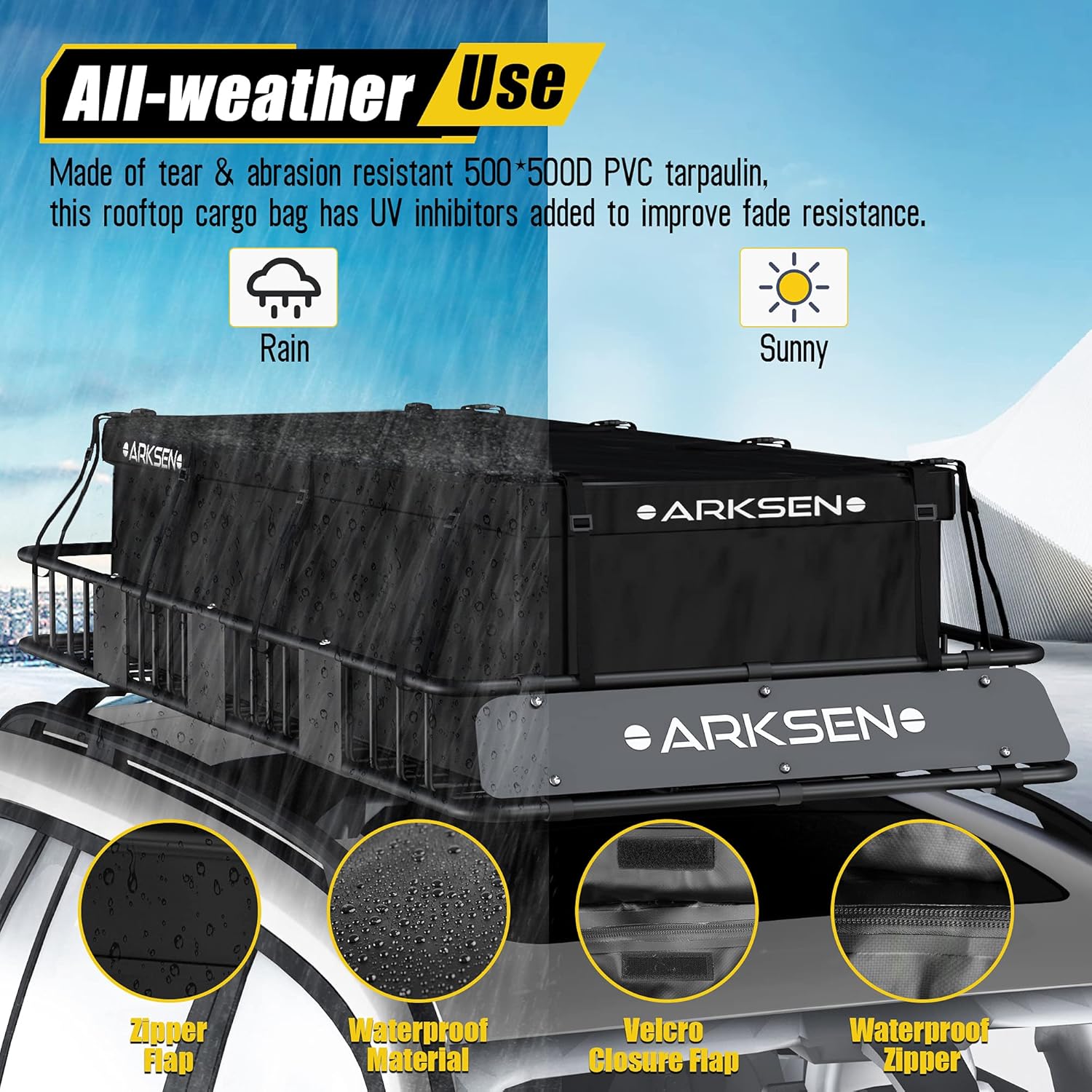 84 Inch Roof Rack Cargo Basket with Soft-Shell Waterproof Roof Bag for SUV, Trucks, Cars K802371