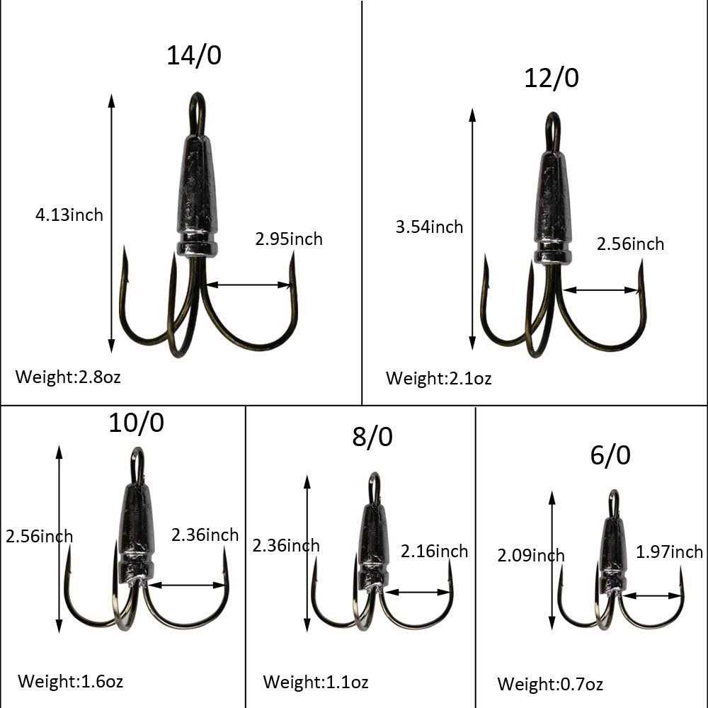 Snagging Hooks Weighted Treble Hooks 2-Pack, 5 Sizes L79776