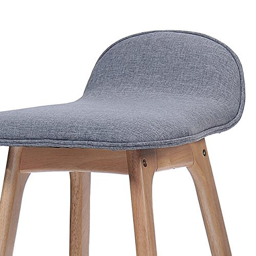 Upholstered Bar Stool Set of 2 Wood Counter Height Chairs with Footrests J934949