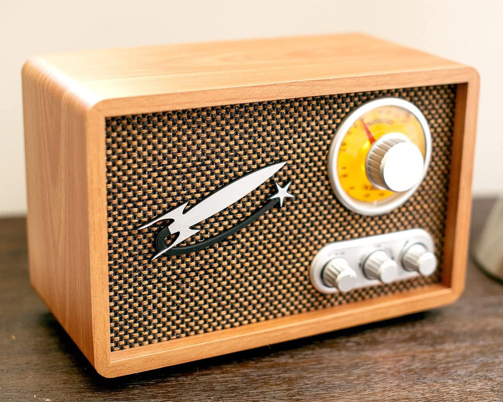 Retro Radio AM FM with Bluetooth, Vintage Wood V908