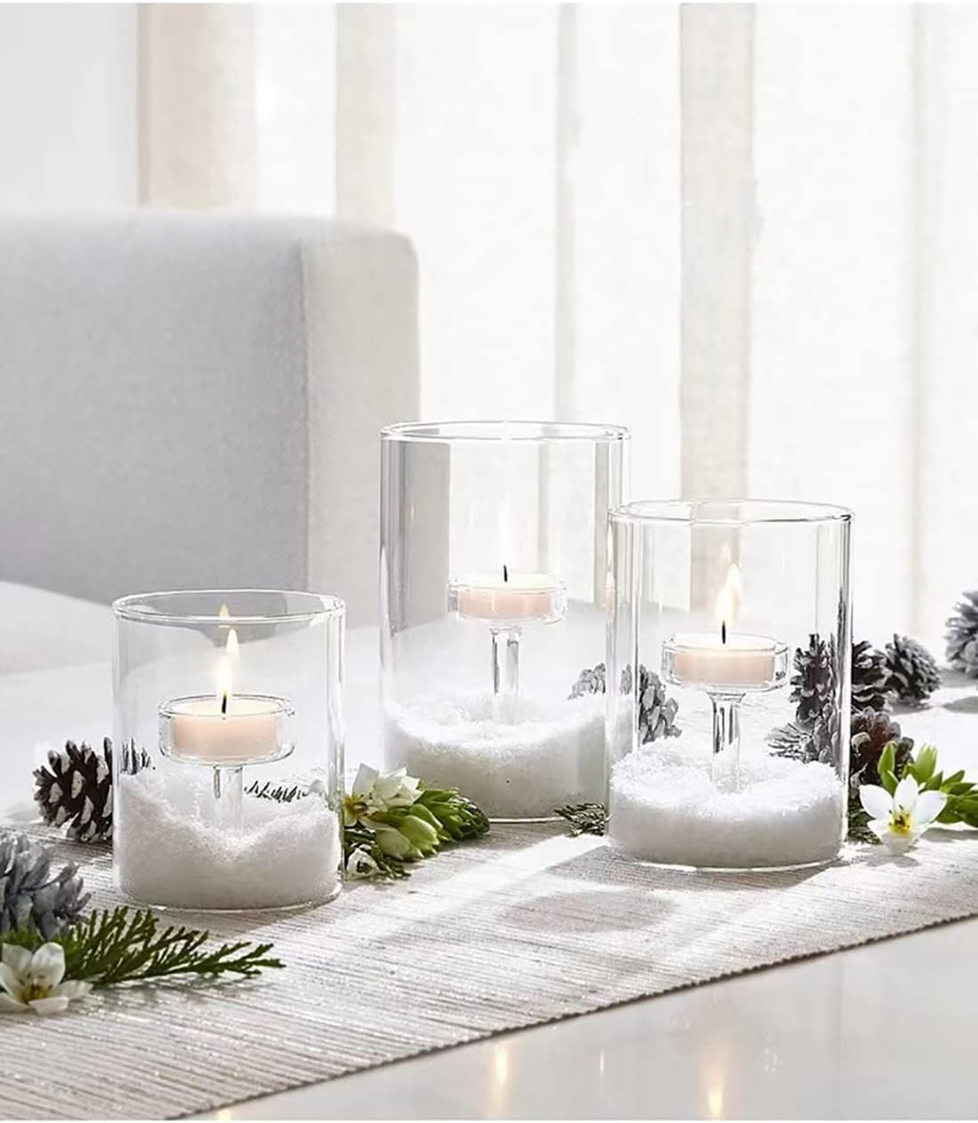 Clear Cylinder Glass Candle Holder Set of 3 for Table Centerpieces C17583
